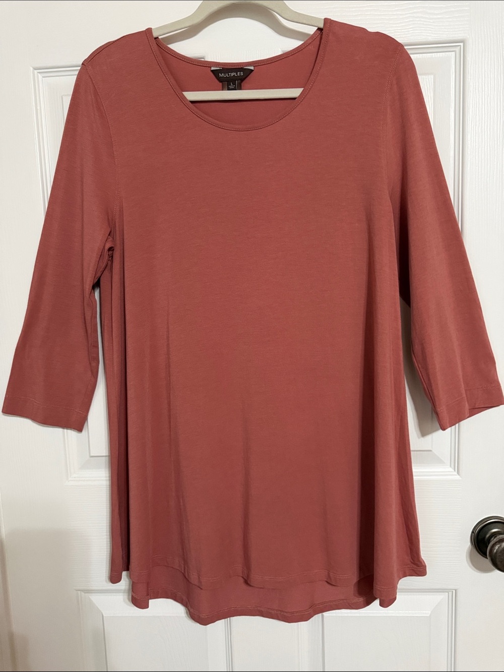 Multiples Rose-Brown 3/4 Sleeve Scoop Neck Tunic